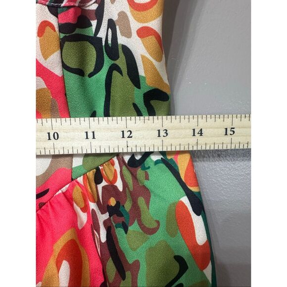 NWT Commense Print Low Cut Ruffle Short Jumpsuit Romper Women's Small - Picture 12 of 16